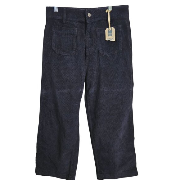 Fat Face NWT Blue Keswick Cord Trousers Wide Leg Front Patch Pockets Size 6R - Picture 2 of 11